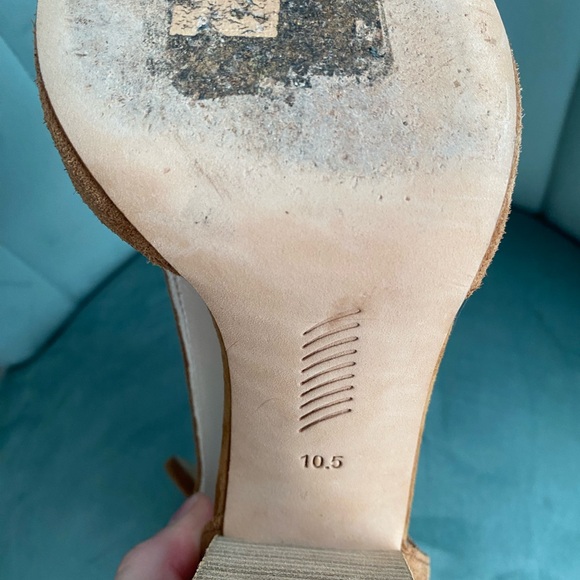 PAIGE Marea Tan Suede Cutout Heeled Booties 10.5 - Picture 2 of 5